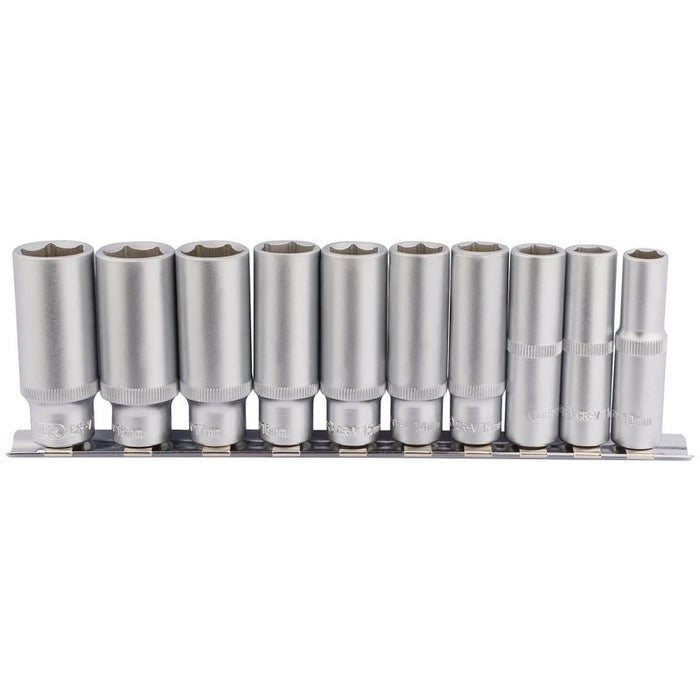 Draper Tools 3/8 Square Drive Deep Socket Set on Metal Rail (10 Piece)