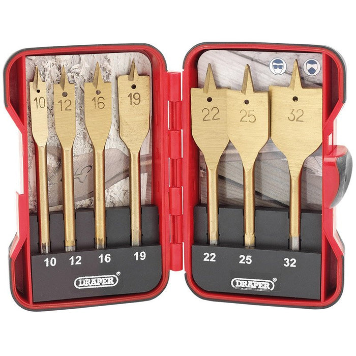 Draper Tools Titanium Nitride Coated Flat Wood Bit Set (7 Piece)