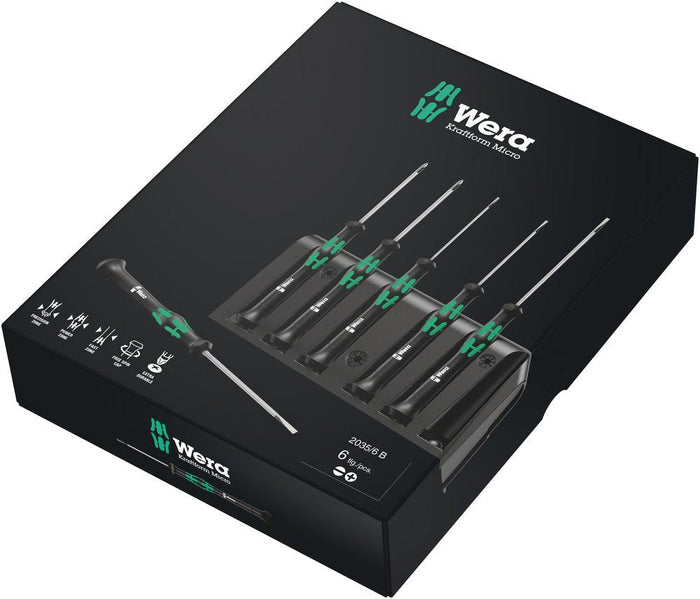 Wera 2035/6 Micro Slotted/Phillips Screwdriver Set & Rack 6 Pce 118152