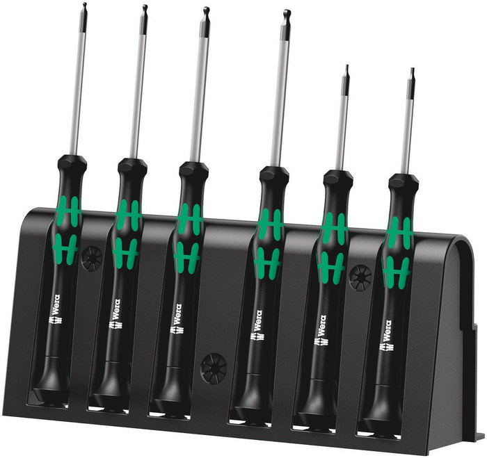 Wera 2052/6 Micro Ball End Hex Metric Precision Screwdriver Set & Rack 6 Pce 118156