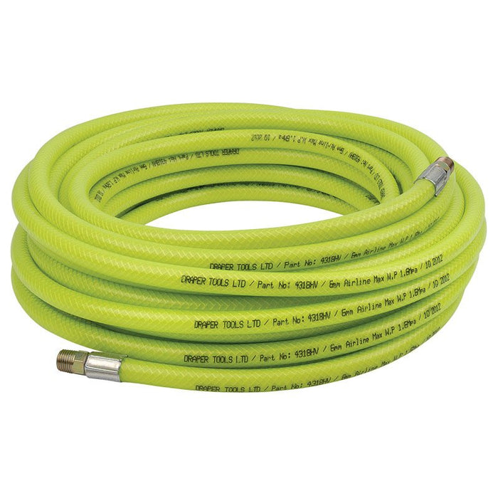 Draper Tools 15.2M 1/4 BSP 6mm Bore High-Vis Air Line Hose