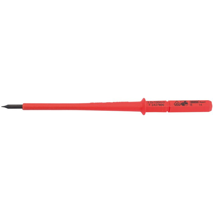Draper Tools Ergo Plus® Plain Slot VDE Interchangeable Screwdriver Blade 3mm x 100mm