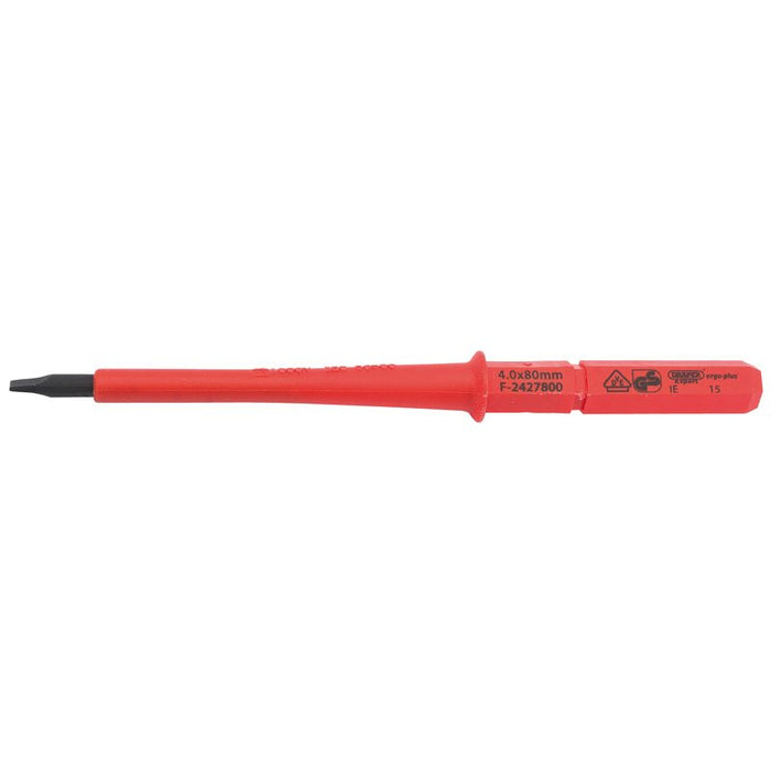 Draper Tools Ergo Plus® Plain Slot VDE Interchangeable Screwdriver Blade 4mm x 100mm