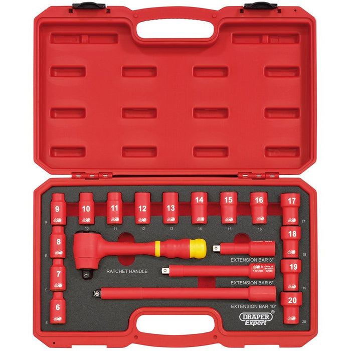 Draper Tools 3/8 Square. Drive. VDE Socket Set (19 Piece)