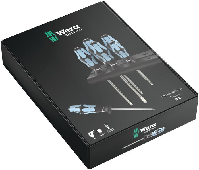 Wera 3334/6 Screwdriver Set Stainless And Rack 6 Pce 032060