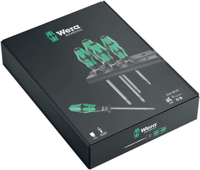 Wera 334 Screwdriver Set Kraftform Plus Lasertip & Rack 6 Pce 007680