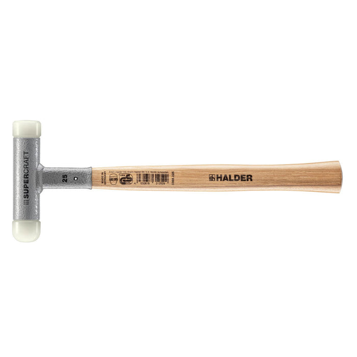 Halder Soft-Face Mallet Non-Rebound Hickory Handle Ø 25mm Nylon Rounded Insert 325g