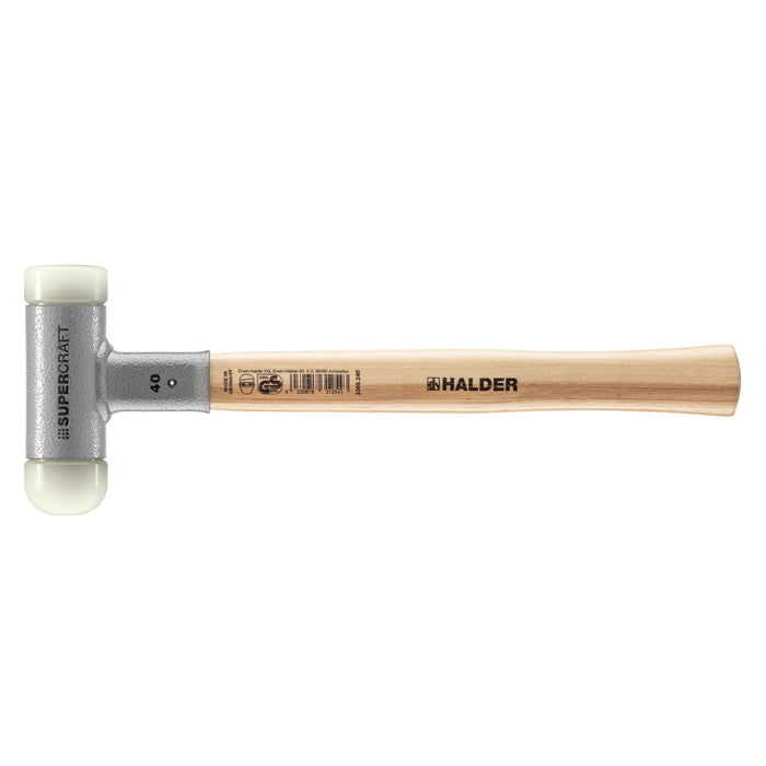 Halder Soft-Face Mallet Non-Rebound Hickory Handle Ø 40mm Nylon Rounded Insert 715g