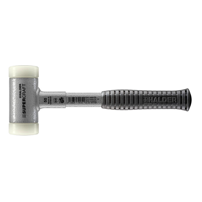 Halder Soft-Face Mallet Non-Rebound Break-Proof Steel Tube Handle Ø 50mm Nylon 1150g