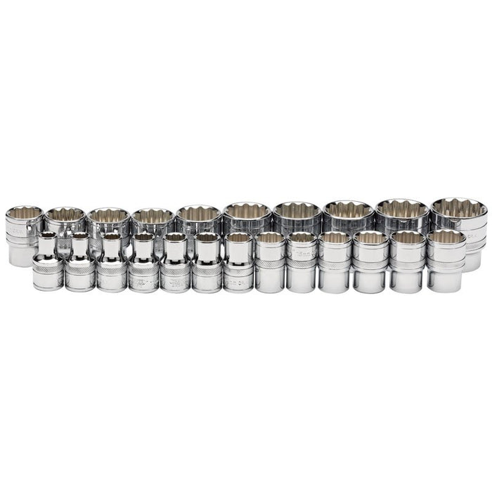 Draper Tools 1/2 Sq. Dr. Loose Metric Polished Chrome Sockets (23 piece)