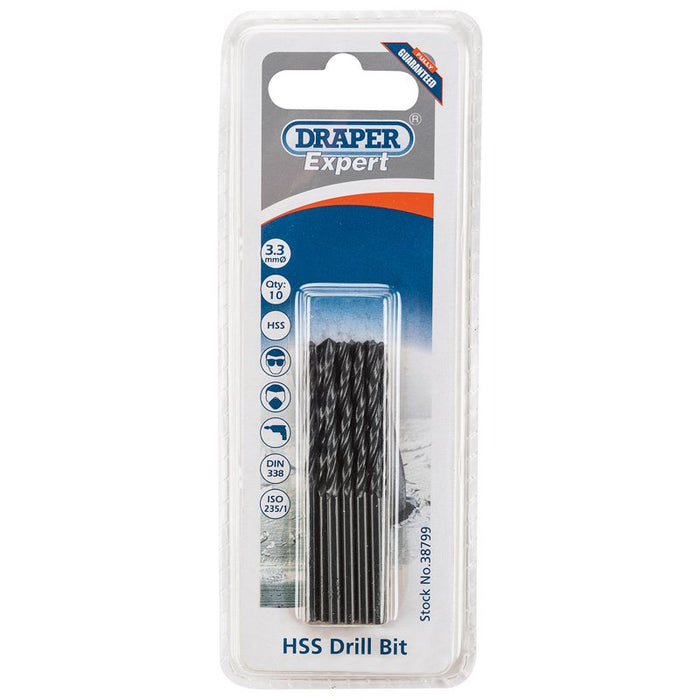 Draper Tools Expert 3.3mm HSS Drills Card Of 10