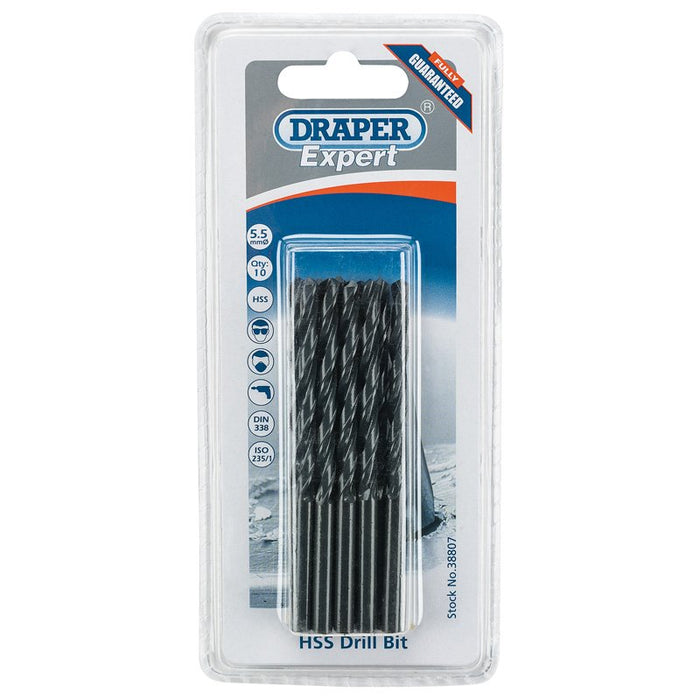 Draper Tools Expert 5.5mm HSS Drills Card Of 10