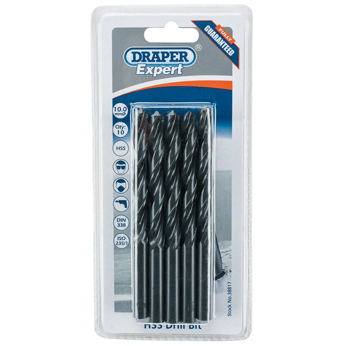 Draper Tools Expert 10.0mm HSS Drills Card Of 10