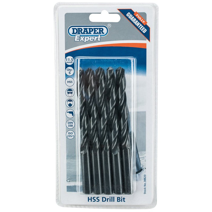 Draper Tools Expert 11.5mm HSS Drills Card Of 5