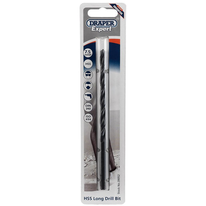 Draper Tools Expert 7.5 X 157mm HSS Extra Long Drill Bit