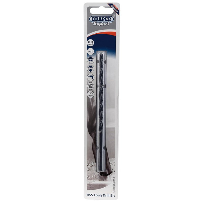 Draper Tools Expert 8.0 X 165mm HSS Extra Long Drill Bit