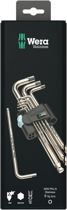 Wera 3950/9 Hex-Plus Stainless L-Key Set Metric Stainless 9 Pce 073544