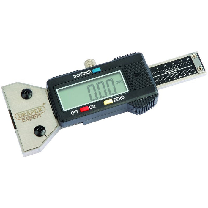 Draper Tools Expert Digital Tyre Tread Depth Gauge with Stainless Steel Body