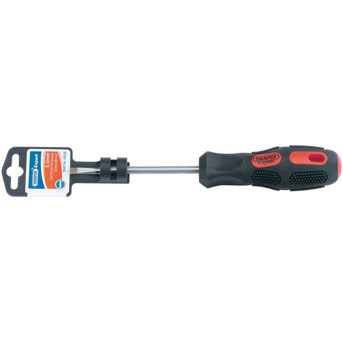 Draper Tools Plain Slot Parallel Tip Screwdriver (5mm x 100mm)