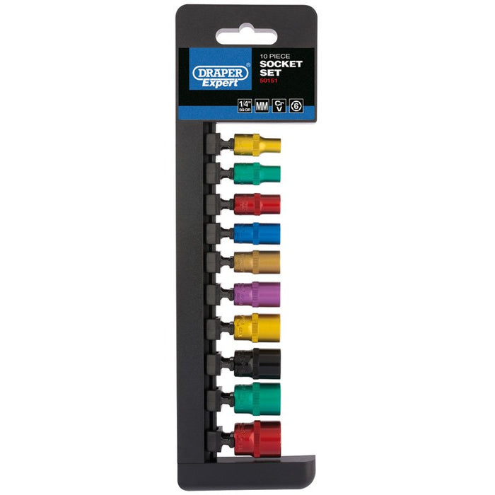 Draper Tools 1/4 Sq. Dr. Metric Coloured Socket Set (10 Piece)