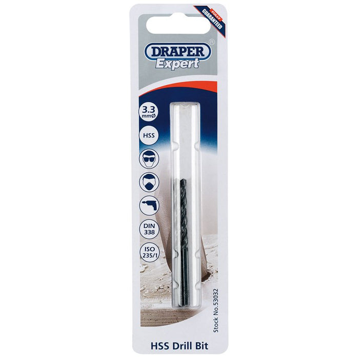 Draper Tools Expert 3.3mm HSS Twist Drill for 4 x 0.7 Taps