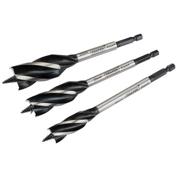 Draper Tools 4 Fluted 165mm Auger Bit Set (3 Piece)