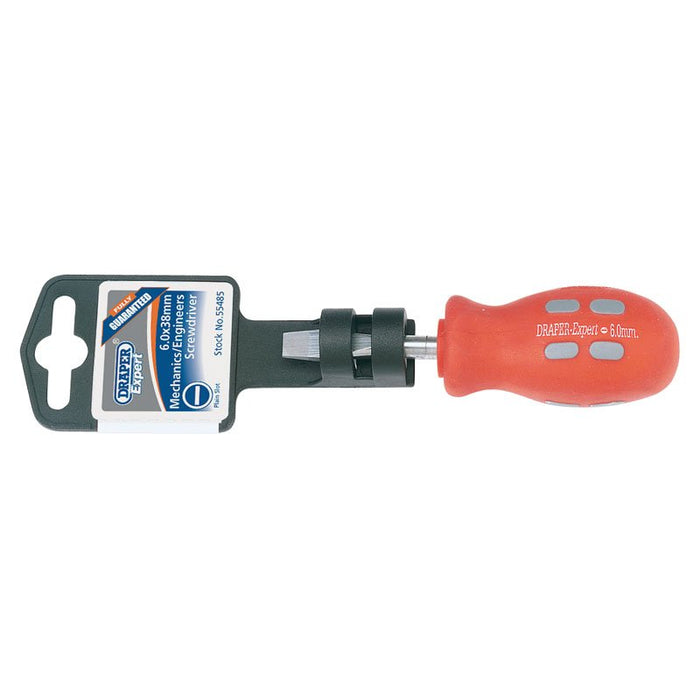 Draper Tools Plain Slot Flared Tip Mechanics Screwdriver (6mm x 38mm)