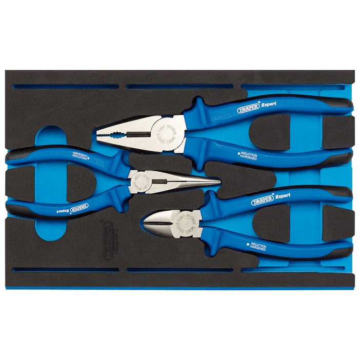 Draper Tools Heavy Duty Plier Set in 1/4 Drawer EVA Insert Tray (3 Piece)