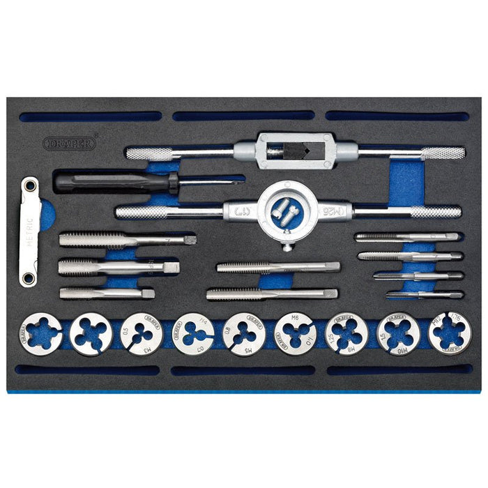 Draper Tools Combination Tap and Die Set - Metric and BSP in EVA Foam Insert Tray (22 Piece)