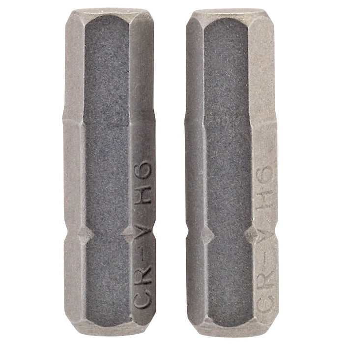 Draper Tools 6mm 1/4 Hex. Hexagonal Insert Bit 25mm Long x 2