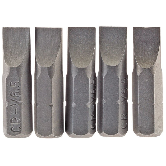 Draper Tools 6.5mm 1/4 Hex. Plain Slot Insert Bit 25mm Long x 5