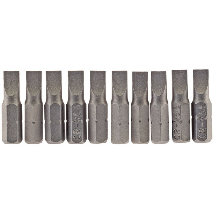 Draper Tools 5.5mm 1/4 Hex. Plain Slot Insert Bit 25mm Long x 10
