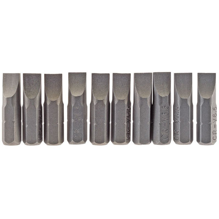Draper Tools 6.5mm 1/4 Hex. Plain Slot Insert Bit 25mm Long x 10