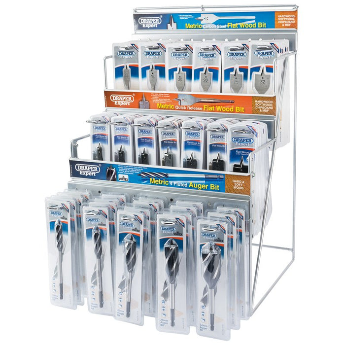 Draper Tools Assorted Metric Auger and Flat Wood Bit Merchandiser (123 Piece)