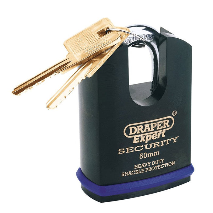 Draper Tools Expert 50mm Heavy Duty Padlock and 2 Keys with Shrouded Shackle