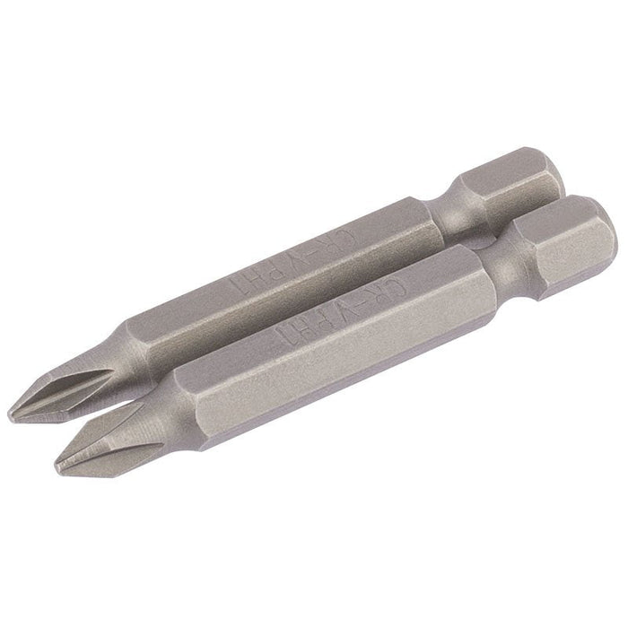 Draper Tools No.1 1/4 Hex. Cross Slot Insert Bit 50mm Long x 2