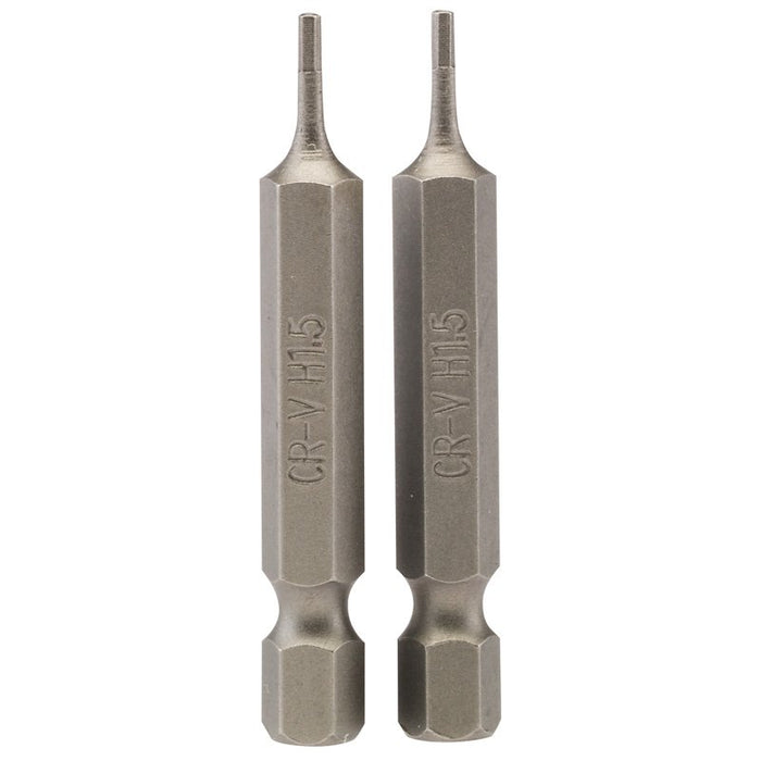 Draper Tools 1.5mm 1/4 Hex. Hexagonal Insert Bit 50mm Long x 2