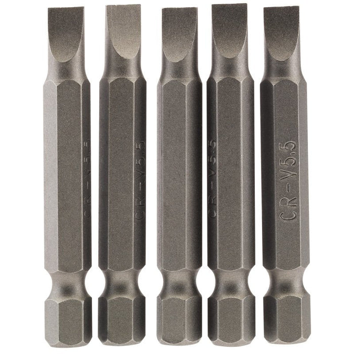 Draper Tools 5.5mm 1/4 Hex. Plain Slot Insert Bit 50mm Long x 5