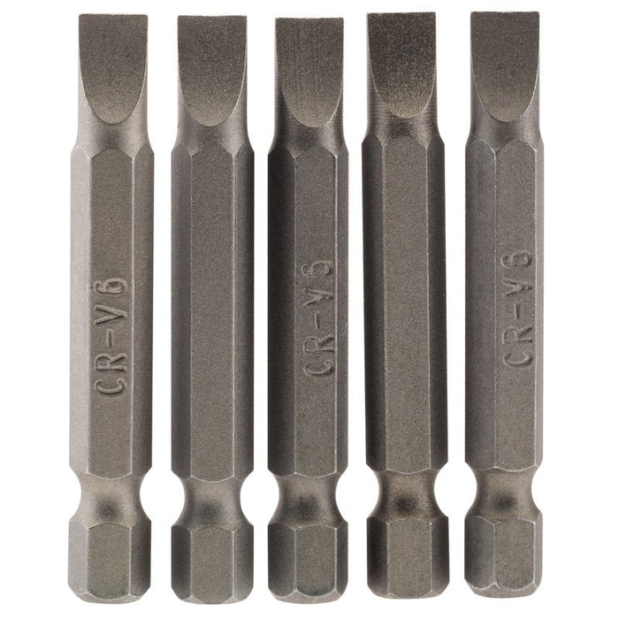Draper Tools 6mm 1/4 Hex. Plain Slot Insert Bit 50mm Long x 5