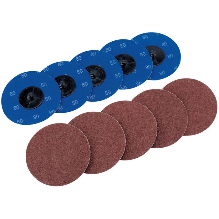 Draper Tools Ten 75mm 80 Grit Aluminium Oxide Sanding Discs