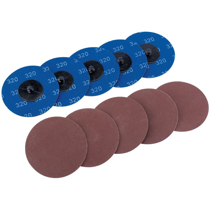 Draper Tools Ten 75mm 320 Grit Aluminium Oxide Sanding Discs
