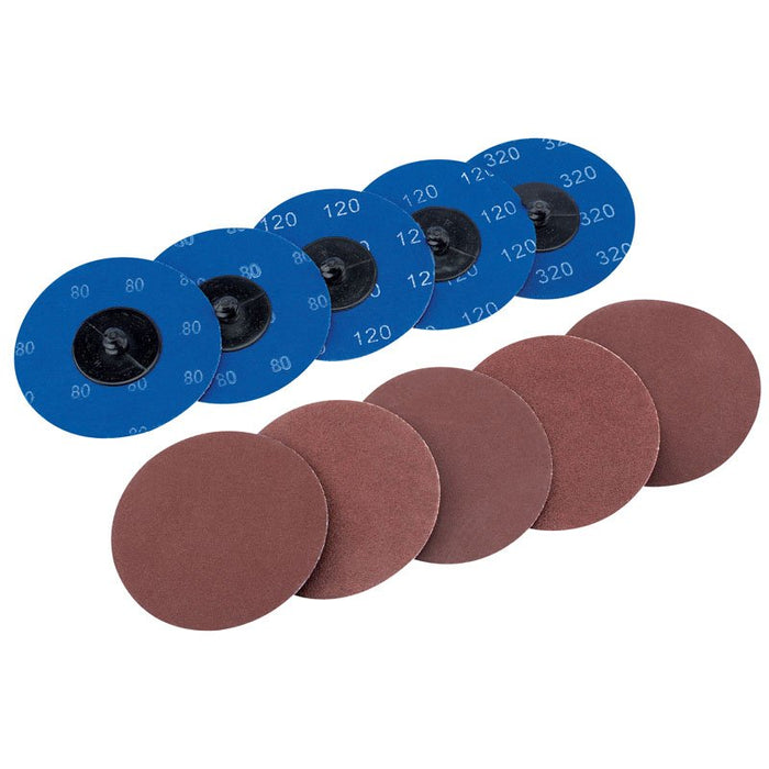 Draper Tools Ten 75mm Assorted Aluminium Oxide Sanding Discs