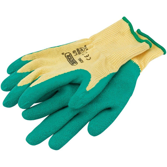 Draper Tools Heavy Duty Latex Coated Work Gloves, Green
