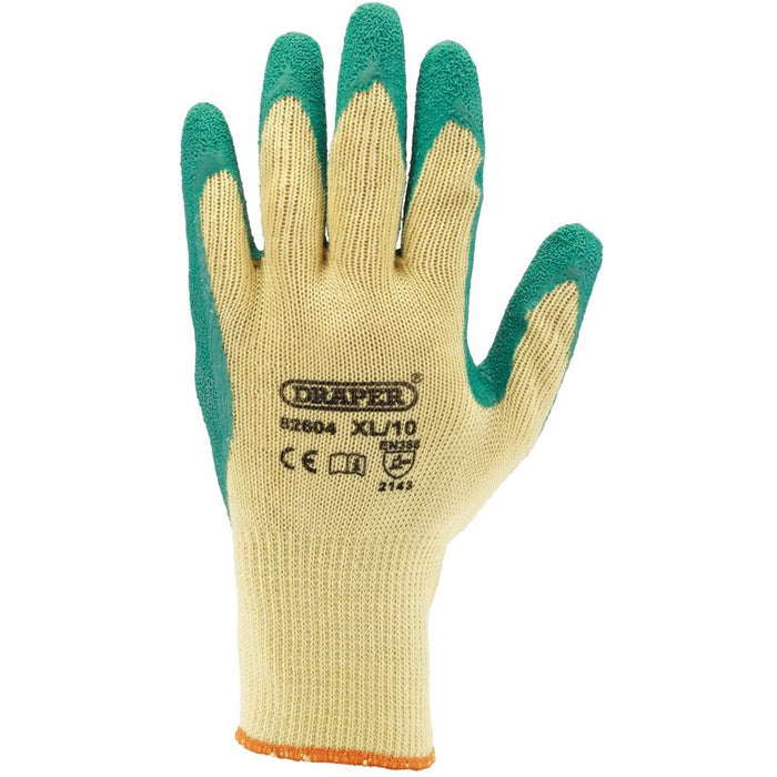 Draper Tools Heavy Duty Latex Coated Work Gloves, Green