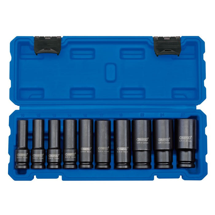 Draper Tools 1/2 Sq. Dr. Metric Deep Impact Socket Set (10 Piece)