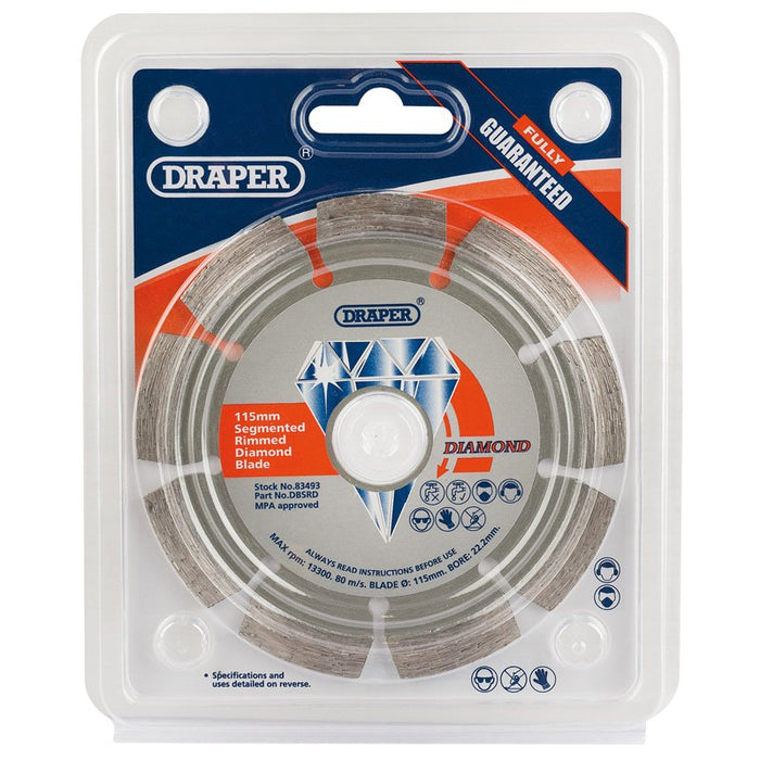 Draper Tools 115 x 22.2mm Segmented Rim Diamond Blade