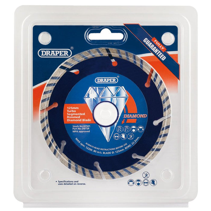 Draper Tools 125 x 22.2mm Segmented Turbo Rim Diamond Blade