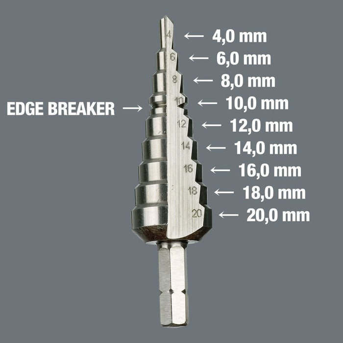 Wera 843 Stepped Drill Bit 4-20mm 75mm 104672