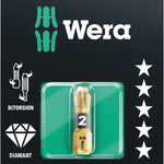 Wera 855/1 BiTorsion DC Pozi Bits PZ 2x25mm 2 Pce 073339