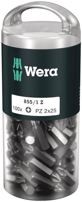 Wera 855/1 DIY Insert Bits PZ 2x25mm 100 Pack 072444